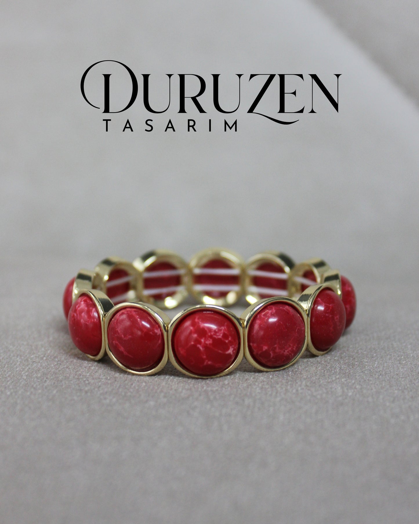 Taşlı Esnek Bileklik Kırımızı