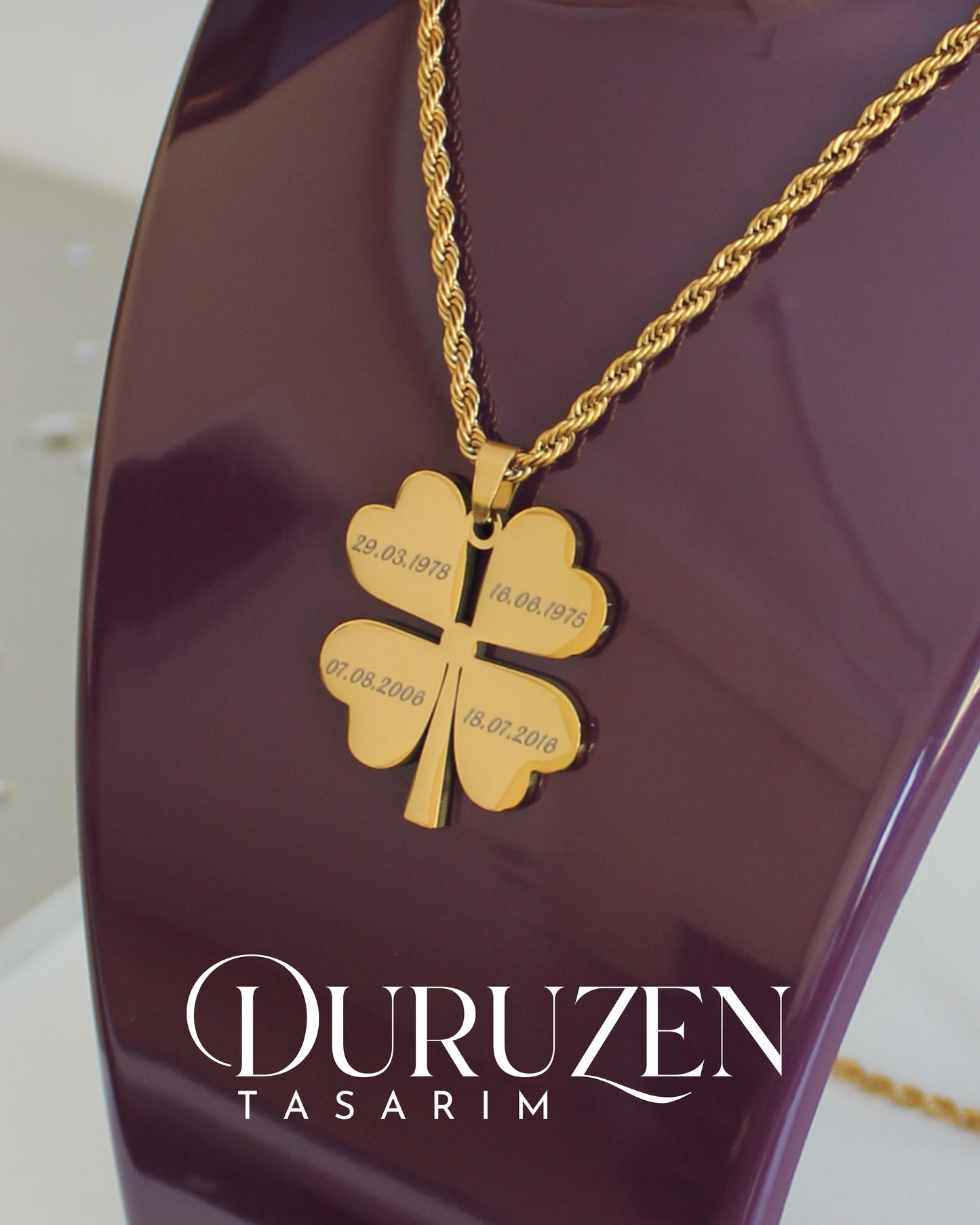 Kişiye Özel 4 Yapraklı Yonca Kolye
